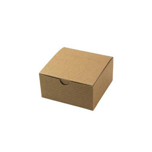 4 x 4 x 2 NATURAL KRAFT PINSTRIPE TUCK-TOP GIFT BOXES
