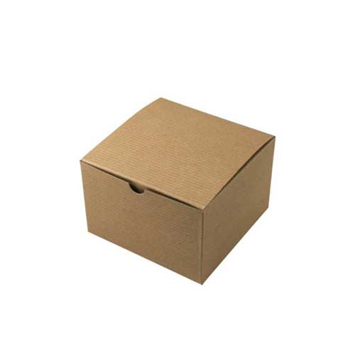 6 x 6 x 4 NATURAL KRAFT PINSTRIPE TUCK-TOP GIFT BOXES