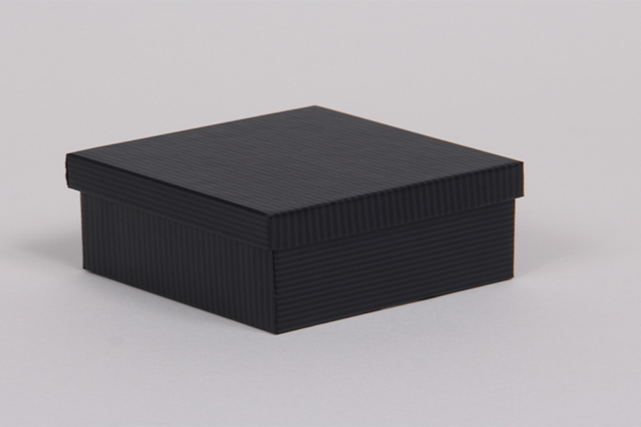 (#33D) 3-1/2 x 3-1/2 x 1-1/2 BLACK PINSTRIPE JEWELRY BOXES