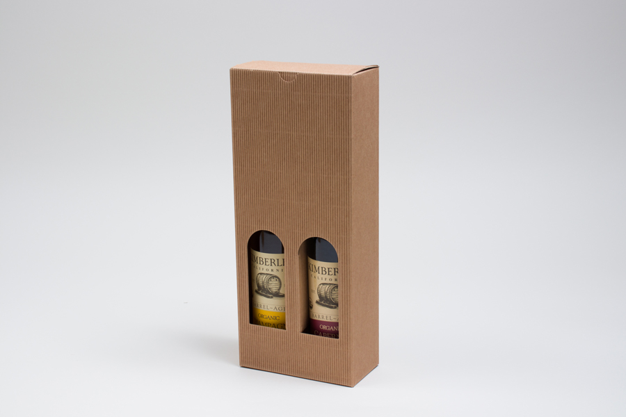 5-1/8 x 2-9/16 x 12-9/16” NATURAL KRAFT GROOVE BOTTLE BOXES WITH WINDOWS