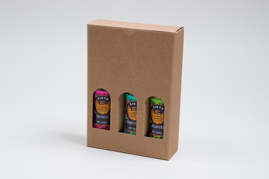 6-11/16 x 2-3/16 x 9-7/16” NATURAL KRAFT GROOVE BOTTLE BOXES WITH WINDOWS