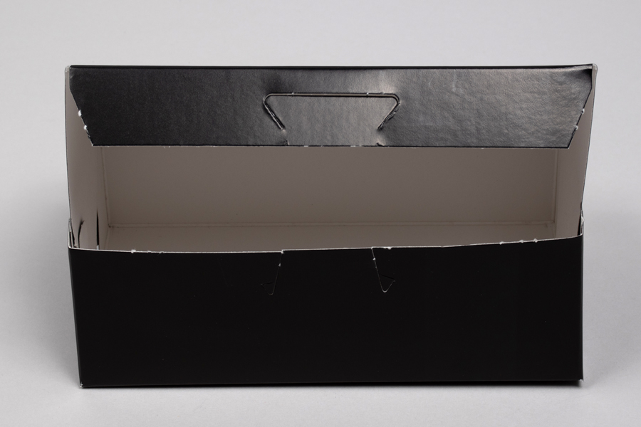 10 x 10 x 5 BLACK GLOSS ONE-PIECE BAKERY BOXES