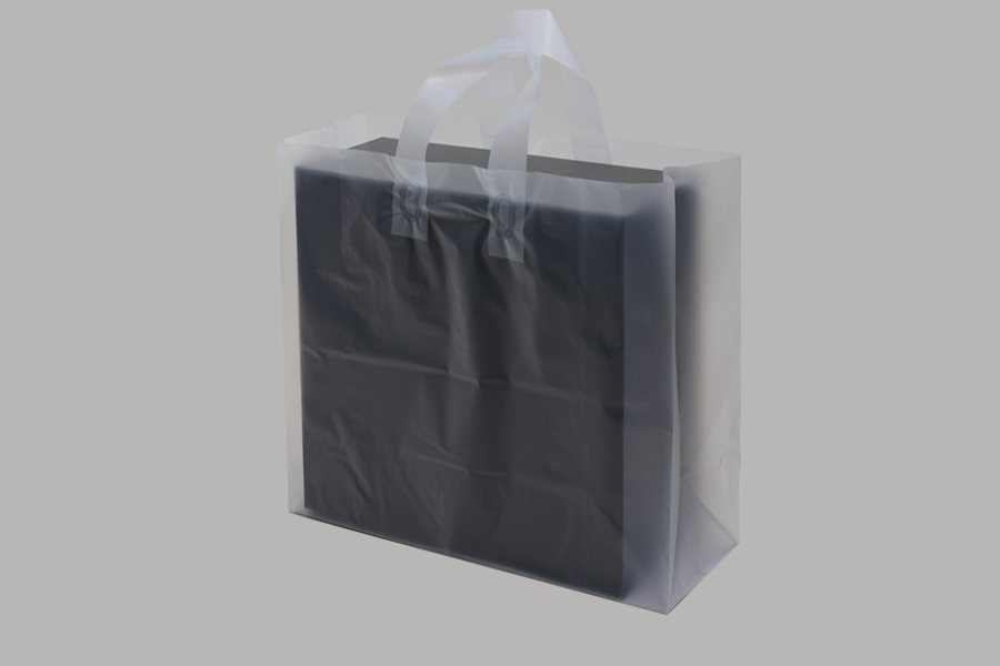 14 x 10 x 15 CLEAR FROSTED LOOP-HANDLE PLASTIC BAGS - 4 mil