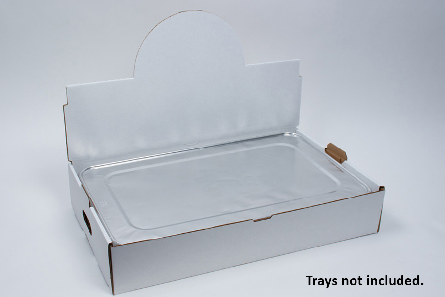 21-1/2 x 13-3/8 x 4 WHITE CATERING TRAY WITH LID - POP UP DISPLAY - FULL SHEET