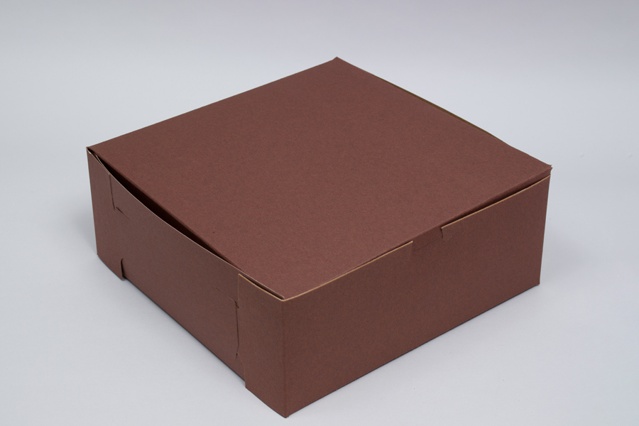 8 x 8 x 4 CHOCOLATE ONE-PIECE BAKERY/CUPCAKE BOXES