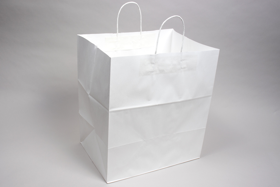 14 x 10 x 15-1/4 PREMIUM ECOPLUS™ WHITE KRAFT PAPER SHOPPING BAG