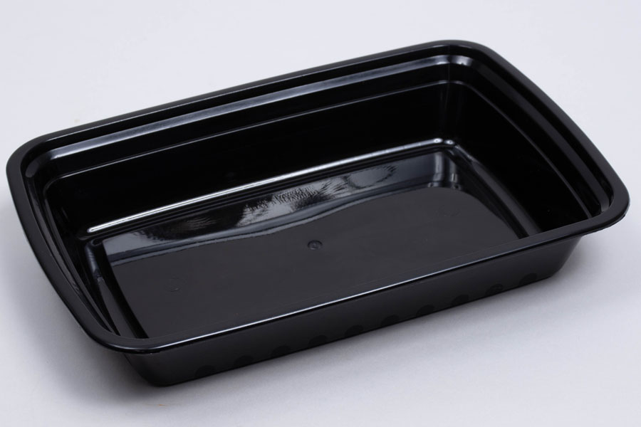 8-3/4 x 6 x 1-4/5 – 32 OZ - RECTANGULAR PLASTIC FOOD TAKEOUT CONTAINERS - BLACK BASE/CLEAR LID