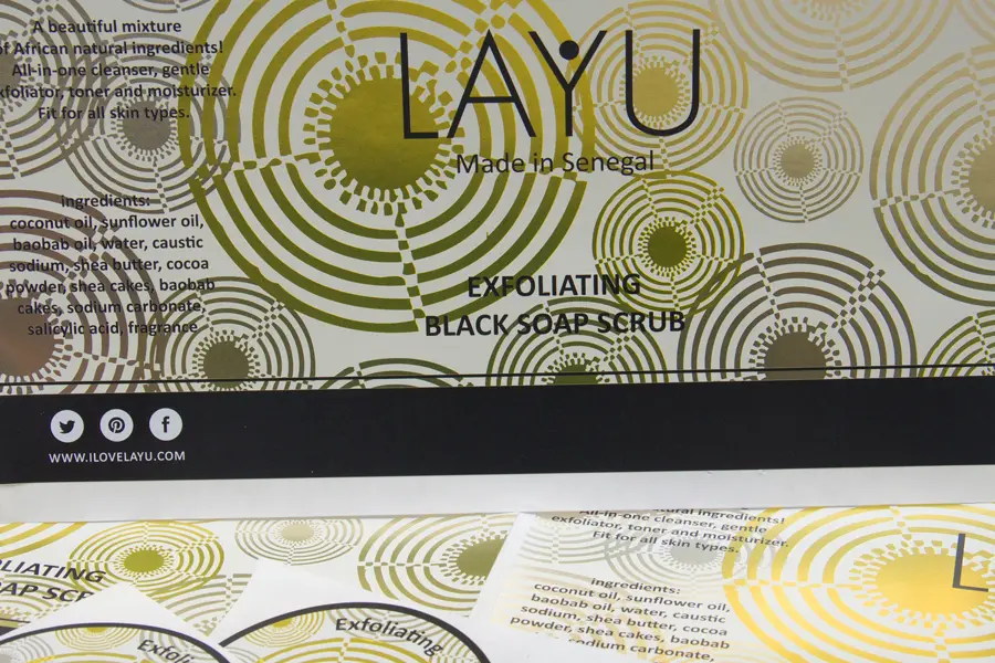 Custom Foil Stamped Product Labels - Layu Senegal