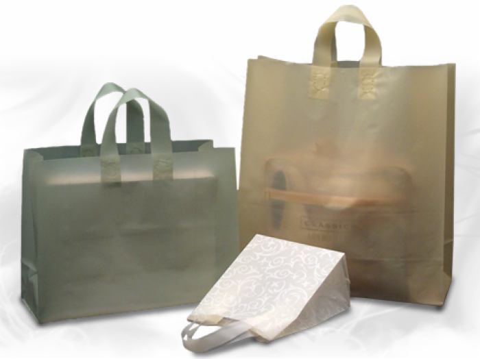 Frosted Soft Loop Plastic Shopping Bags Solid Colors