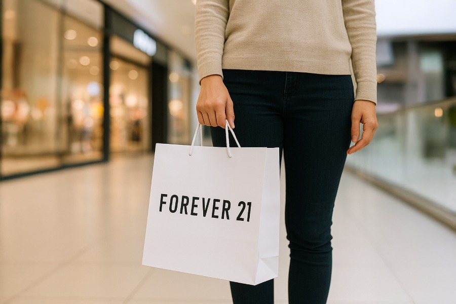 forever 21 shopping bag in the mall