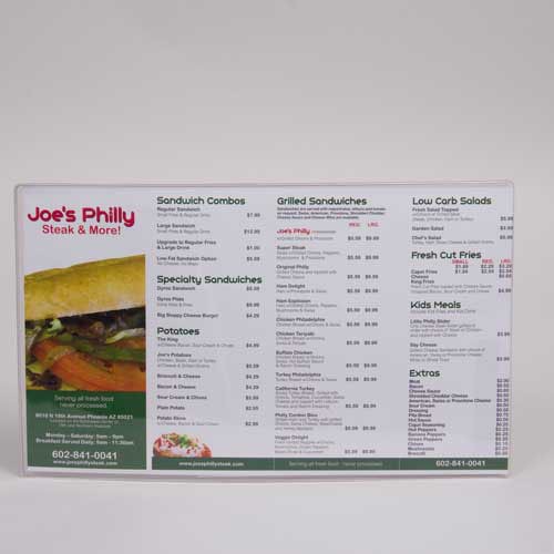 8.5 x 14 CLEAR VINYL MENU SLEEVES W/ INSERTS