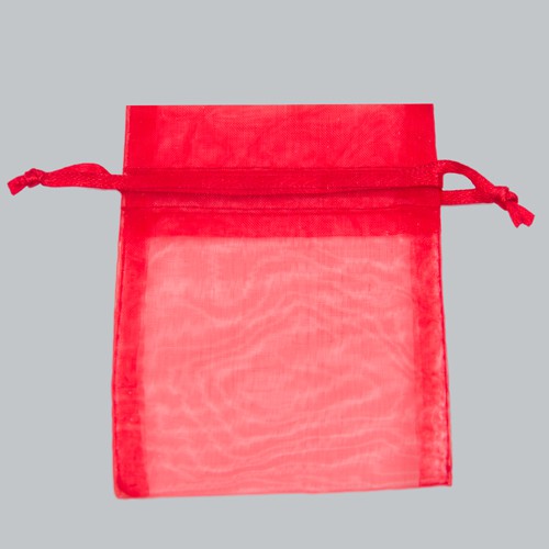 3 x 4 RED SHEER ORGANZA POUCHES
