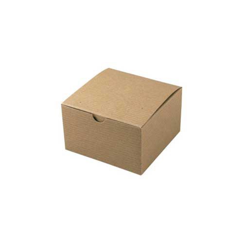 5 x 5 x 3 NATURAL KRAFT PINSTRIPE TUCK-TOP GIFT BOXES