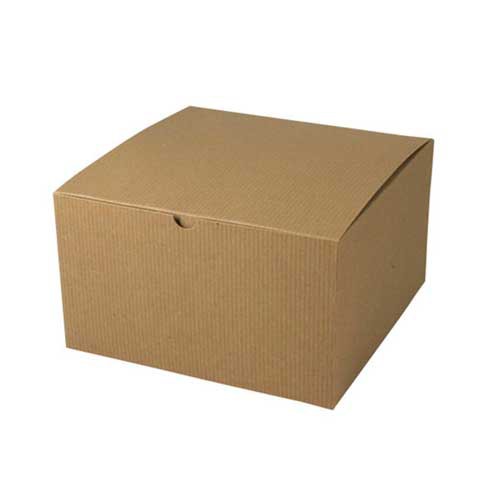 10 x 10 x 6 NATURAL KRAFT PINSTRIPE TUCK-TOP GIFT BOXES
