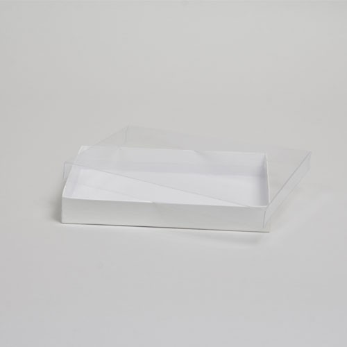 6-9/16 x 4-13/16 x 1 WHITE GLOSS CLEAR TOP GIFT BOXES ***CLOSEOUT***