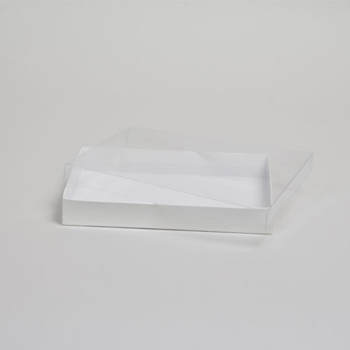 6-9/16 x 4-13/16 x 1  WHITE GLOSS CLEAR TOP GIFT BOXES