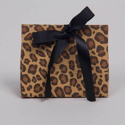 4.5 x 2 x 3.75 LEOPARD PRINT RIBBON TIED PURSE BOXES
