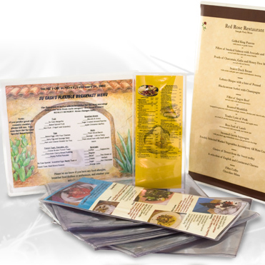 Clear Vinyl Menu Covers