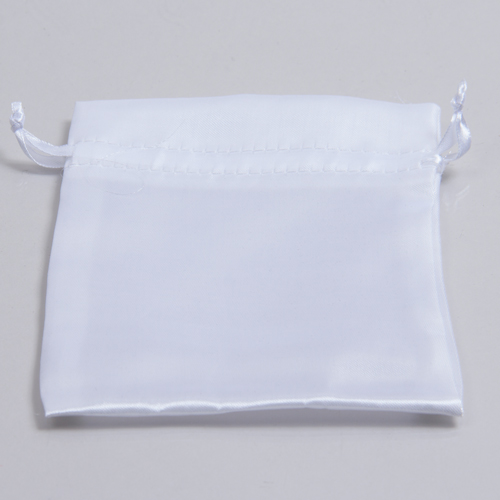 5 x 6.5 WHITE SATIN DRAWSTRING POUCH