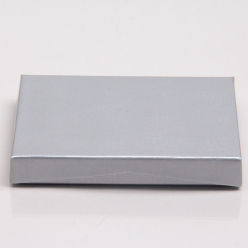 4-5/8 x 3-3/8 x 5/8 SILVER LINEN GIFT CARD BOX WITH BLACK POP-UP INSERT
