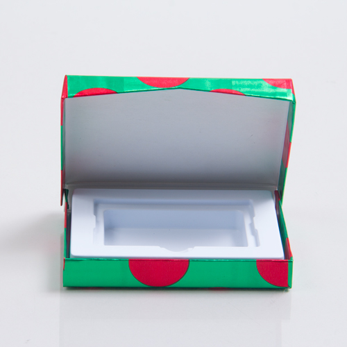 4-5/8 x 3-3/8 x 5/8 GREEN RED DOTS GIFT CARD BOX WITH PLATFORM INSERT