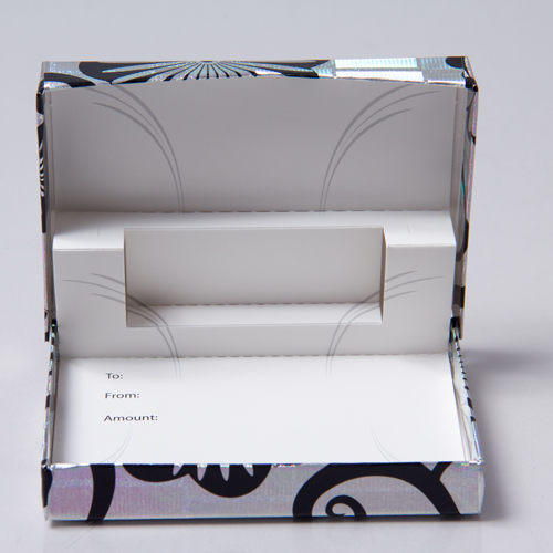 4-5/8 x 3-3/8 x 5/8 HOLO. FLOWERS GIFT CARD BOX WITH POP-UP INSERT