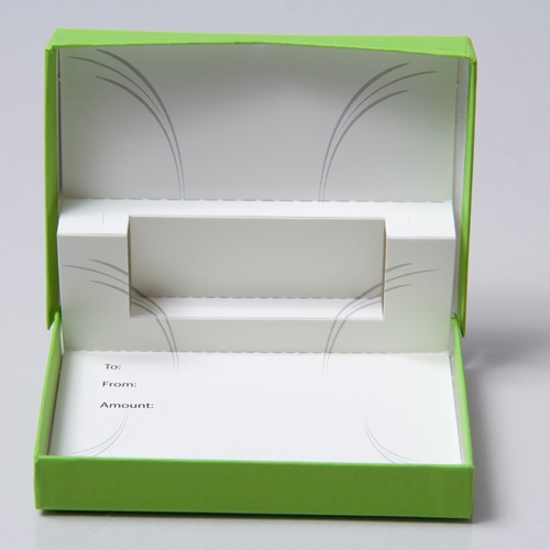 4-5/8 x 3-3/8 x 5/8 LIME MATTE GIFT CARD BOX WITH POP-UP INSERT