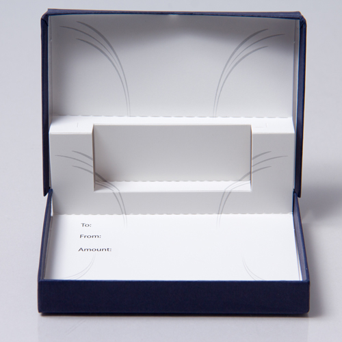 4-5/8 x 3-3/8 x 5/8 NAVY MATTE GIFT CARD BOX WITH POP-UP INSERT