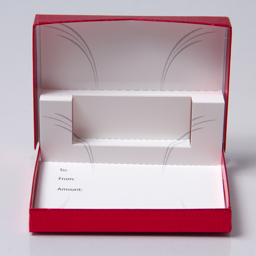 4-5/8 x 3-3/8 x 5/8 METALLIC RED GIFT CARD BOX WITH POP-UP INSERT