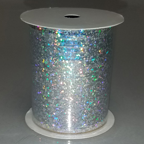 < 3/16X100 CURL RIBB-HOLO SILVER - ***CLOSEOUT***