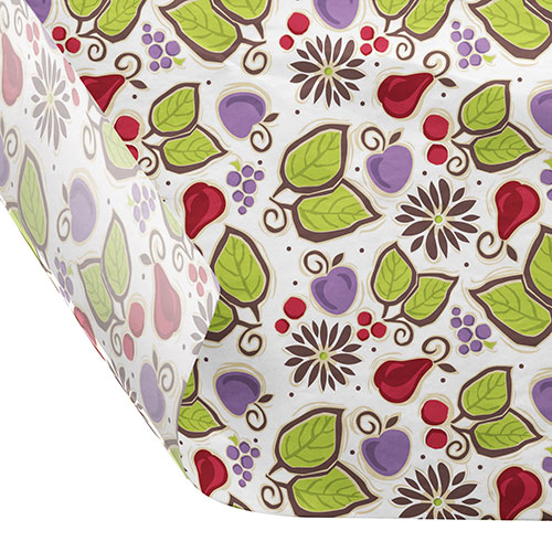 12 x 12 FOOD SAFE TISSUE BASKET LINERS 18# DRY WAX - FRUIT PRINT