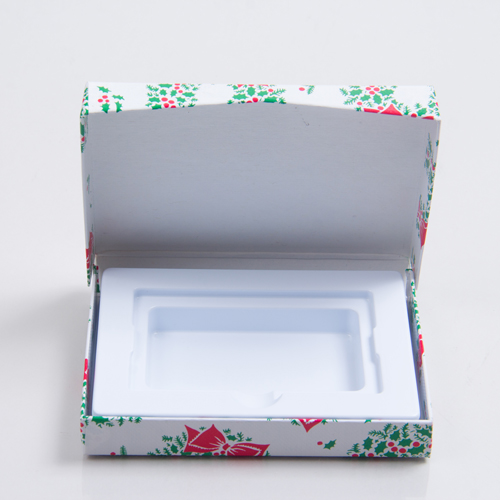 4-5/8 x 3-3/8 x 5/8 RED GREEN WREATH GIFT CARD BOX WITH PLATFORM INSERT