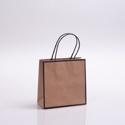 7 x 3 x 7 CHELSEA KRAFT & BLACK PAPER SHOPPING BAGS
