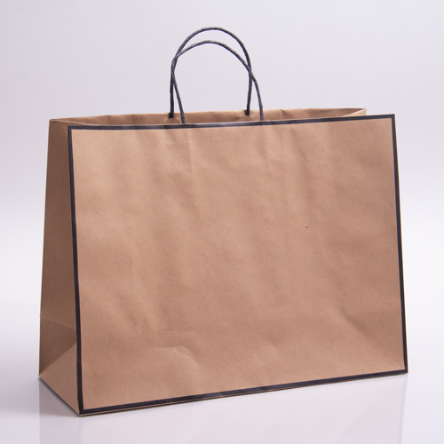 16 x 6 x 12 CHELSEA KRAFT & BLACK PAPER SHOPPING BAGS