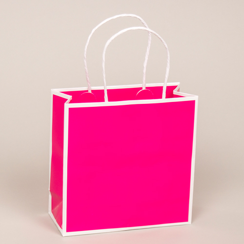 10 x 4 x 10 FUCHSIA PINK & WHITE PAPER SHOPPING BAGS