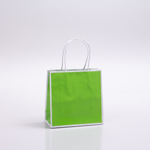 7 x 3 x 7 CITRUS GREEN & WHITE PAPER SHOPPING BAGS