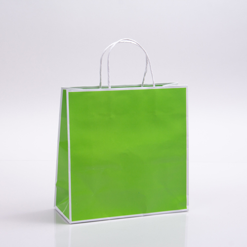 10 x 4 x 10 CITRUS GREEN & WHITE PAPER SHOPPING BAGS
