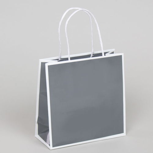 7 x 3 x 7 SLATE GRAY & WHITE PAPER SHOPPING BAGS