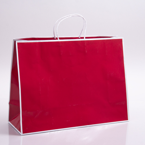 16 x 6 x 12 RED & WHITE PAPER SHOPPING BAGS