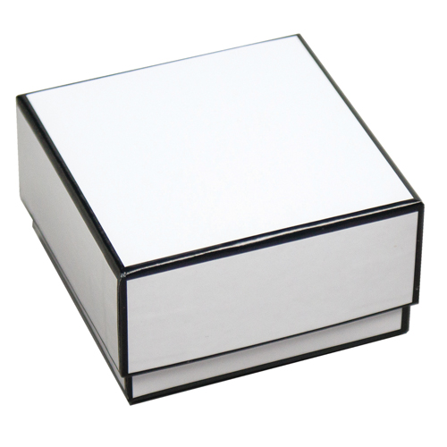 3 x 3 x 1.25 WHITE WITH BLACK TRIM JEWELRY BOXES