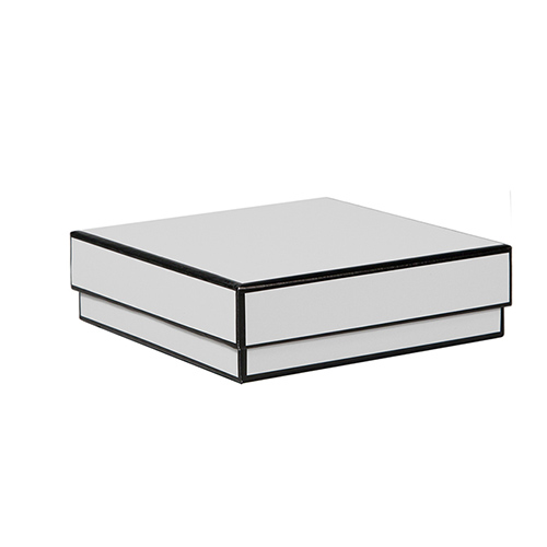 5 x 5 x 1.5 WHITE WITH BLACK TRIM JEWELRY BOXES