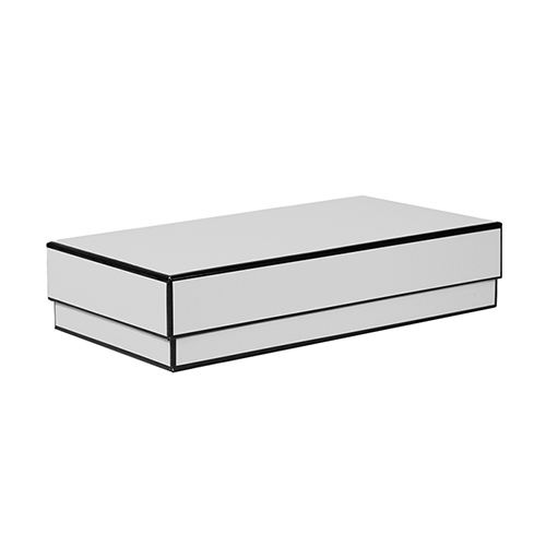 9 x 4.5 x 2 WHITE WITH BLACK TRIM JEWELRY BOXES