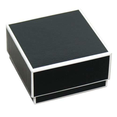 3 x 3 x 1.25 BLACK WITH WHITE TRIM JEWELRY BOXES