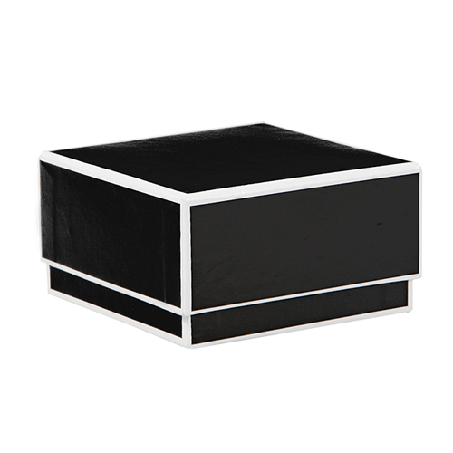 3.5 x 3.5 x 2 BLACK WITH WHITE TRIM JEWELRY BOXES
