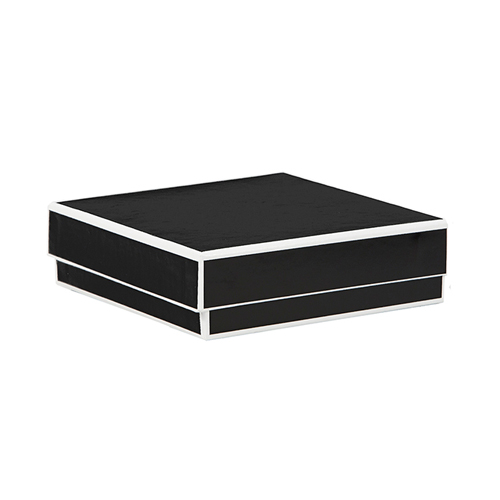 5 x 5 x 1.5 BLACK WITH WHITE TRIM JEWELRY BOXES
