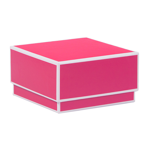 3.5 x 3.5 x 2 FUCHSIA PINK & WHITE JEWELRY BOXES
