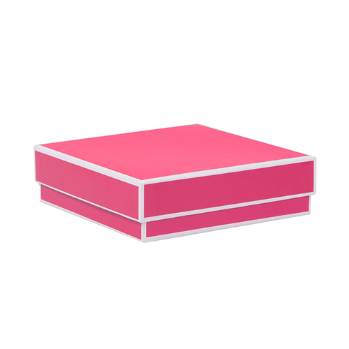 5 x 5 x 1.5 FUCHSIA PINK & WHITE JEWELRY BOXES