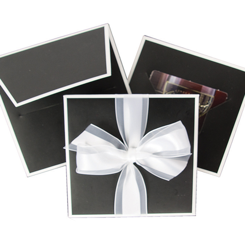 5.25 x 5.25 BLACK WITH WHITE TRIM GIFT CARD FOLDERS
