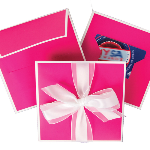 5.25 x 5.25 FUCHSIA PINK & WHITE GIFT CARD FOLDERS