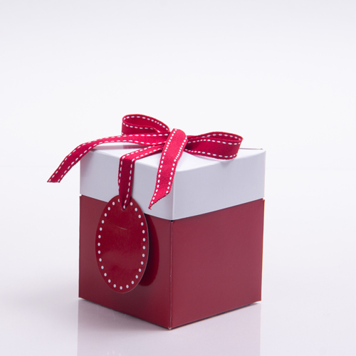 4 x 4 x 4.75 RED & WHITE RIBBON TIED GIFT BOXES